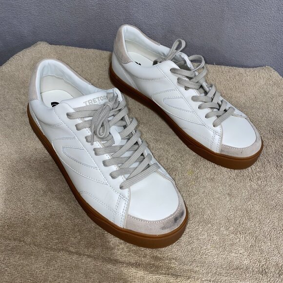 Tretorn Kick Serve White Leather Sneakers Gum Sole Men’s Size 10M Lace-Up - Picture 5 of 8